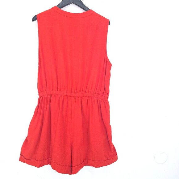 A New Day Linen Blend Plus Size Romper/Mini Jumpsuit Womens Size XL Tangerine Or - Picture 5 of 7